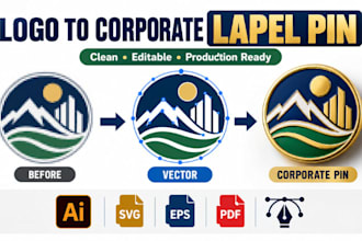redraw company logo into clean vector files for custom corporate lapel pin order