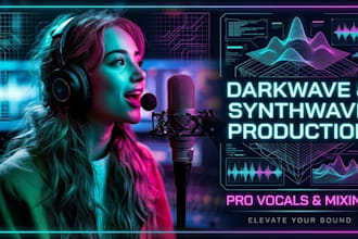 produce a darkwave synthwave retrowave song with female vocals