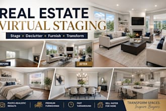 do virtual staging, home decluttering and furniture replacement for real estate