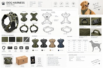 design factory ready tech packs for pet accessories, collar, dog harness, leach