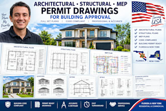 draft architectural structural and mep permit drawings for building approval