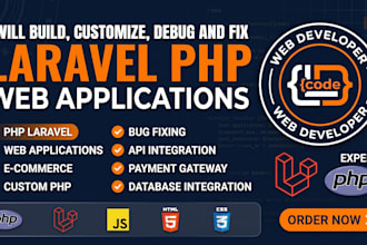 build, customize, debug and fix laravel PHP and typescript web applications