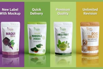 design stand up pouch, window pouch and bag packaging with 3d mockup and dieline