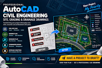 create civil site plans, drainage layouts and stormwater drawings