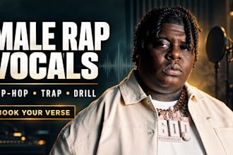 male rapper, rap verse, UK drill rap, rap vocals and feature