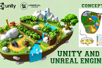 create low poly 3d environments, unreal engine environment, 3d game environment