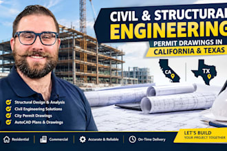 do civil structural engineering permit drawing in california and texas