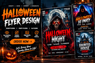 a spooky halloween event poster, party flyer, or haunted house