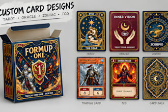 design custom tarot, oracle, zodiac and trading cards with tcg art illustration