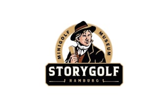 make mini golf museum story golf logo for you