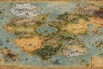 draw a custom map for fantasy, scifi, book or boardgame