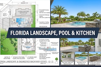 design florida landscape architecture, outdoor kitchen, pool permit drawings