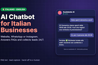 build an ai chatbot in italian and english for website and whatsapp
