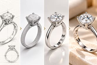 design a custom engagement ring for your partner in 3d cad with realistic render