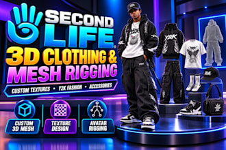 design 3d clothing mesh rigg 3d texture accessories vrchat y2k for second life