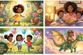 illustrate african american children storybooks and black kids characters