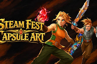 steam capsule art for steam fest, indie game art, steam wishlist, game promotion
