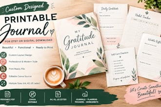 design a printable journal for etsy or digital download