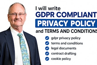 write gdpr compliant privacy policy and terms and conditions