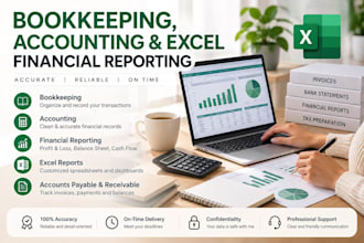do bookkeeping, accounting and excel financial reporting