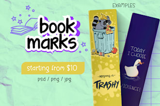 design cute illustrated bookmarks ready for print