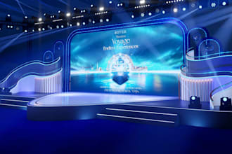 design 3d event stage, concert stage with realistic rendering