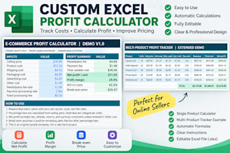 create a custom excel profit and pricing calculator