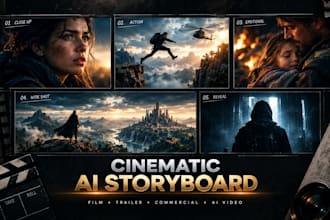 create cinematic ai storyboard film trailer ai video concepts movie story board