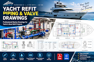 create yacht refit piping and valve drawings for marine projects