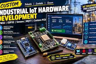 develop industrial iot hardware with stm32 esp32 sensors, mqtt and custom pcb
