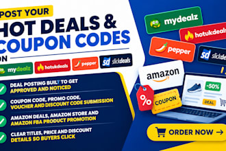 post your hot deals and coupon codes on mydealz, hotukdeals, pepper, slickdeals
