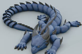articulated dragon toy for 3d printing, 3mf files ready for multicolor filament