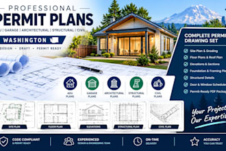 design permit washington architect set adu garage plan civil structural set plan