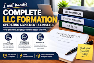 handle complete llc formation operating agreement and ein setup