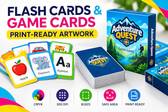 create print ready flash cards game cards and card packaging