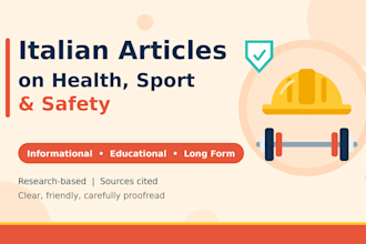 write health, safety and sport articles in italian