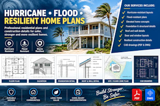 create hurricane, flood and resilient home plans