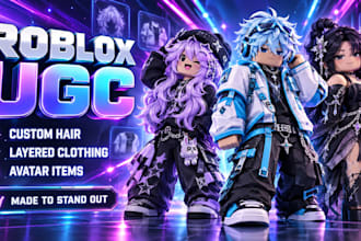 create custom premium roblox ugc hair, layered clothing and avatar items
