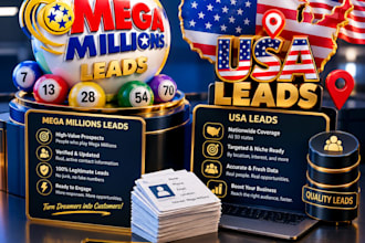 give you premium sweeps leads, mega million leads, usa leads