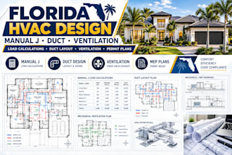 design florida hvac manual j load calculation, duct design, ventilation and mep