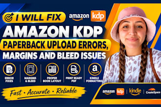 fix amazon KDP paperback upload errors, margins and bleed issues