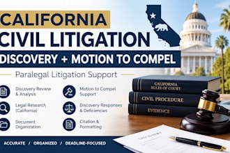 provide california civil litigation paralegal support for discovery and motions