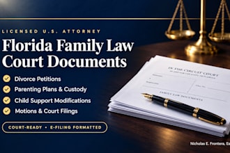 prepare florida child support modification documents, US attorney