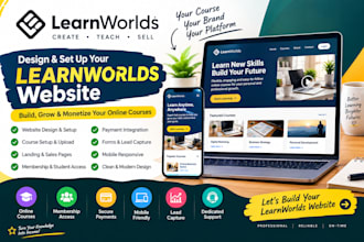 design learnworlds website course setup upload and online course platform