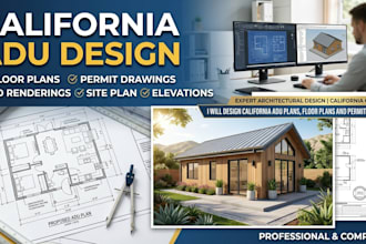 design california adu plans, floor plans and permit drawings