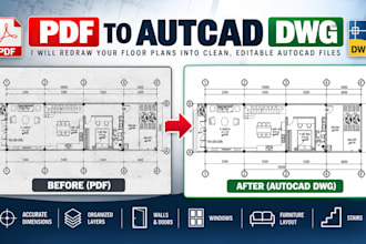 redraw PDF to autocad dwg floor plans