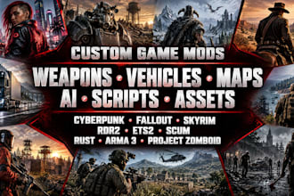mod cyberpunk, fallout, skyrim, rdr2, ets2, scum, rust, arma3, project zomboid