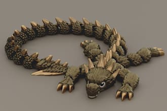 be zbrush sculptor, custom 3d printable dragon, fully articulated toy,3d fantasy