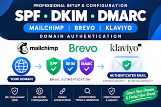setup spf dkim dmarc for mailchimp brevo klaviyo sendgrid domain authentication