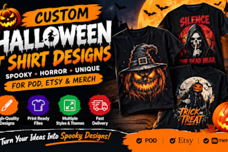design custom halloween t shirt designs spooky horror shirts for pod etsy merch